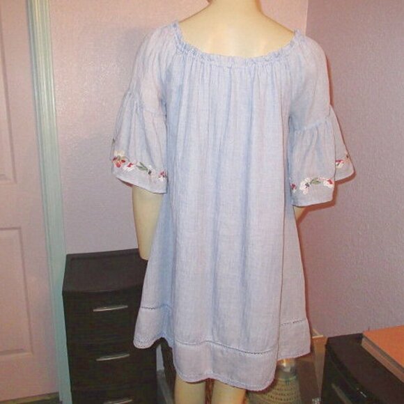 Umgee New Horizon Mini Dress Size S Embroidered Short Sleeves Crochet Boho Artsy - Picture 10 of 12